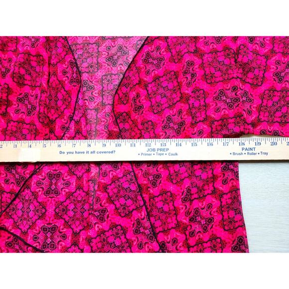 KIMONO/ROBE/COVER UP-LULAROE-Sheer-Red & Black-Black Fringe-Open Front-Size SM - Picture 11 of 13